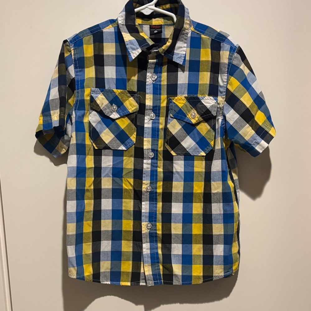 Vibrant Plaid Kids Button-Down Shirt